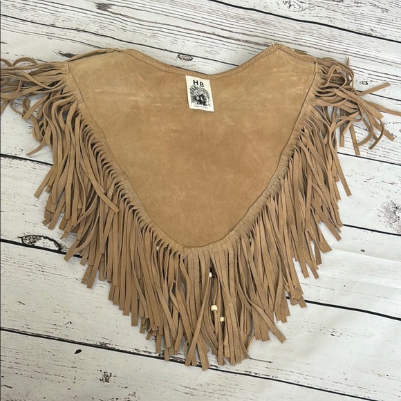 HB LEATHER Poncho with Beaded Accents - Picture 7 of 8